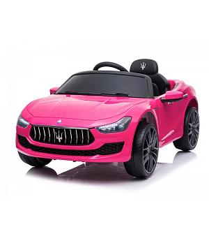 Coche batería infantil Maserati Ghibli 12v, rosa-pink, MANDO RC, ASIENTO CUERO, RUEDAS GOMA -  AC-SL631